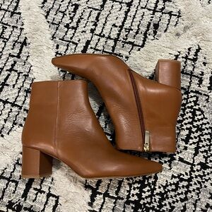 L’AGENCE Jeanne II Pointed Brown Leather Ankle Boots